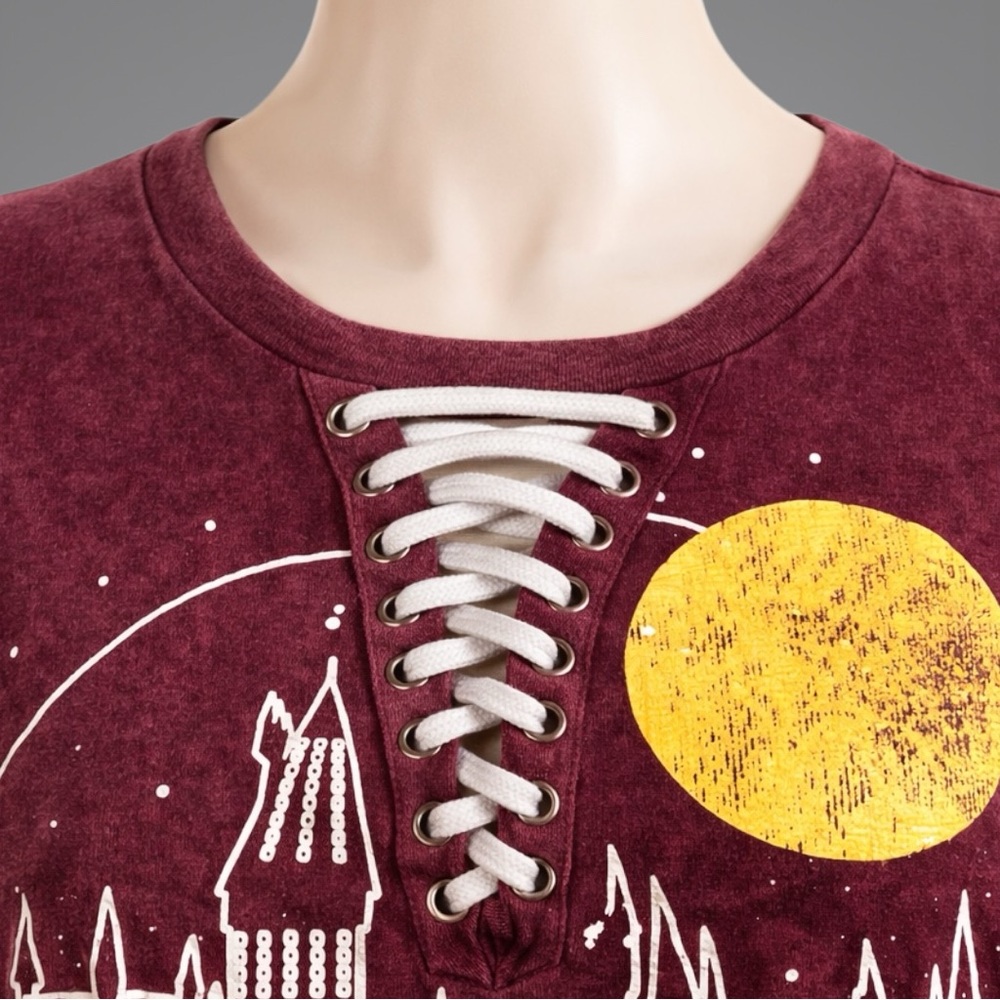 Harry Potter “Hogwarts Is My Home” Lace-Up Graphic Tee - Picture 9 of 15
